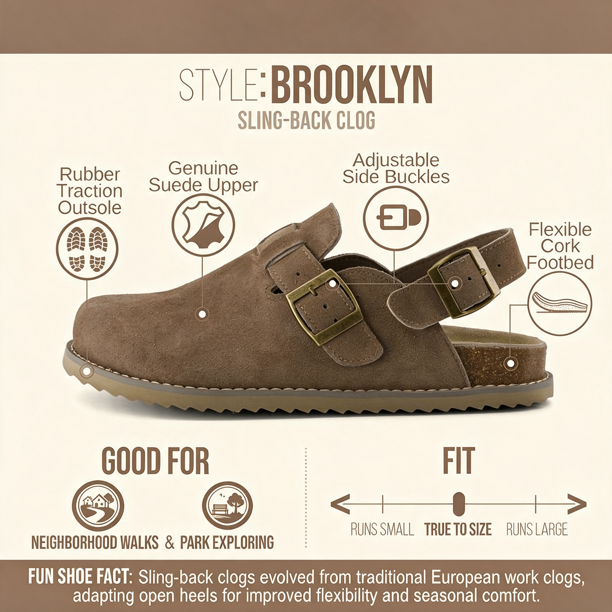 Brooklyn Suede Slingback Clogs for Women